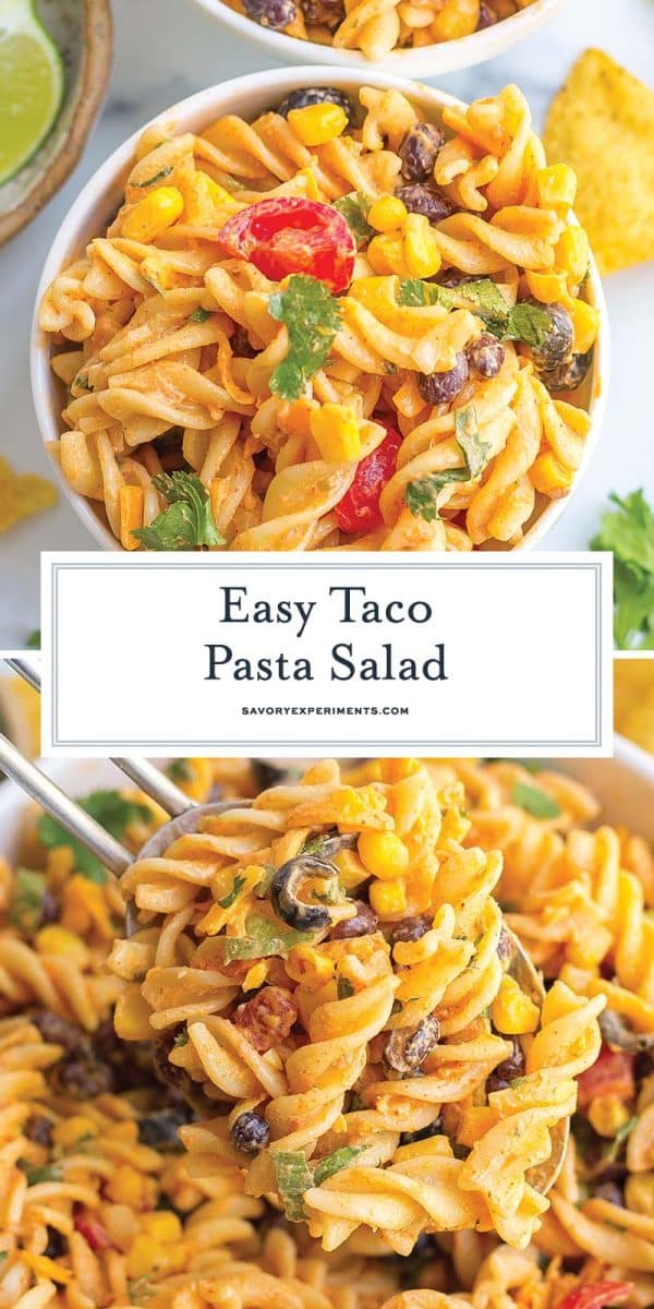 collage of taco pasta salad for pinterest