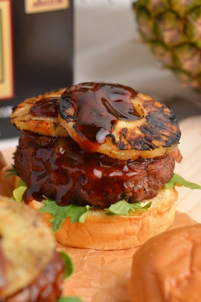 close up of teriyaki burger recipe