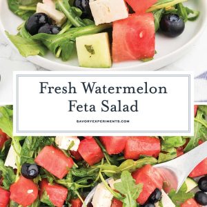 collage of watermelon feta salad for pinterest