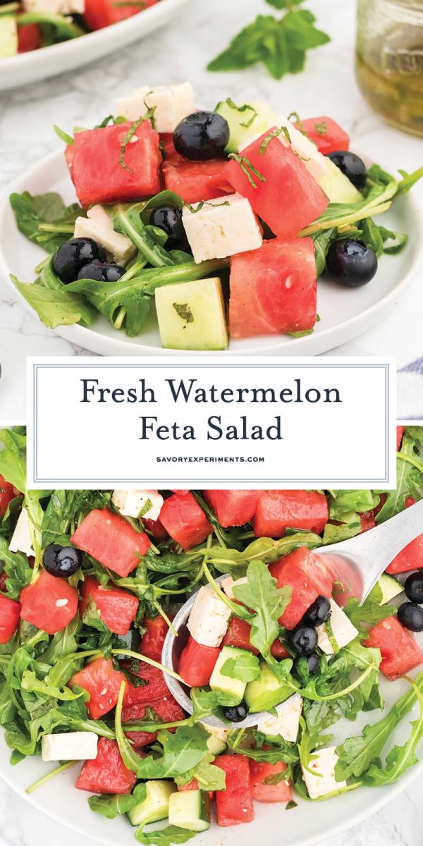 collage of watermelon feta salad for pinterest