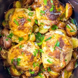 slow cooker chicken thighs over potatoes in slow cooker
