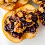 overhead shot of stuffed baked apples