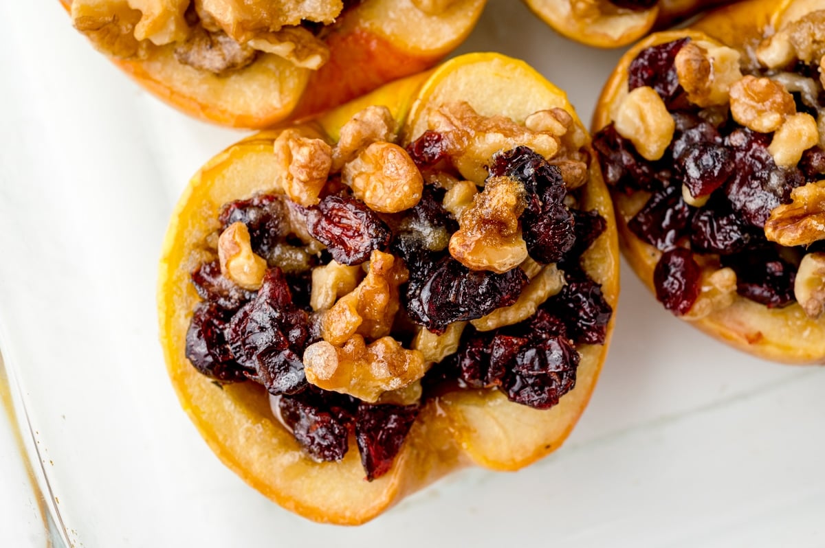 overhead shot of stuffed baked apples