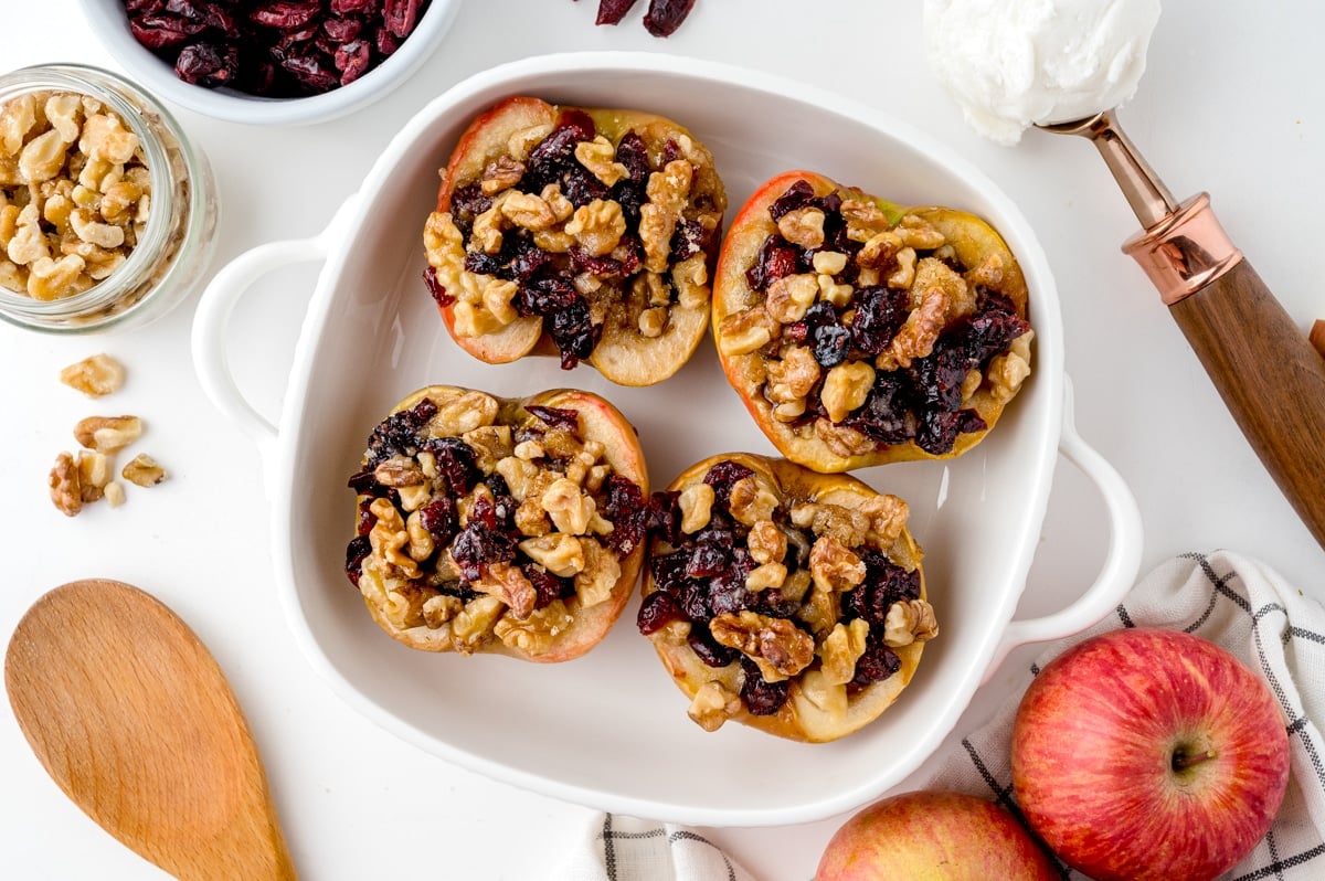 four stuffed baked apples