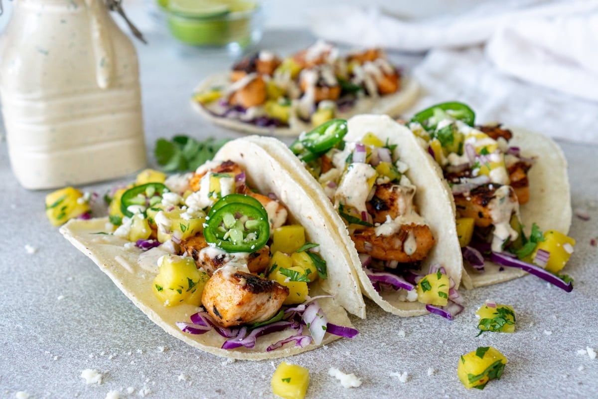 three fish tacos