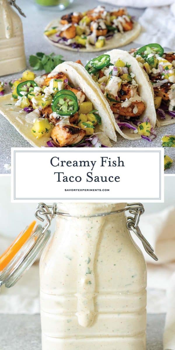 collage of fish taco sauce for pinterest