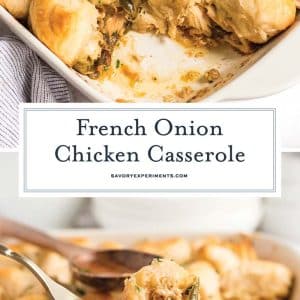 collage of french onion chicken casserole for pinterest