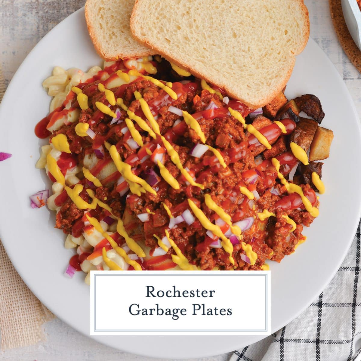 garbage plate recipe with text overlay