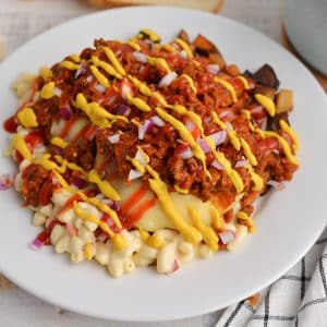 angle close up of a rochester garbage plate