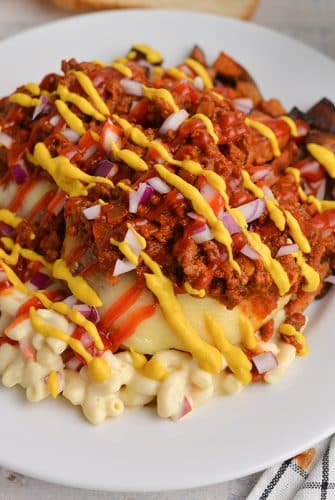 angle close up of a rochester garbage plate