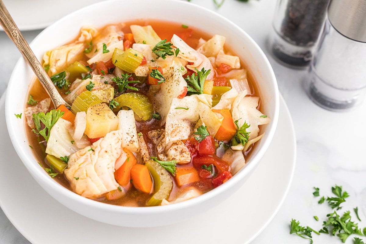 bowl of healthy cabbage soup