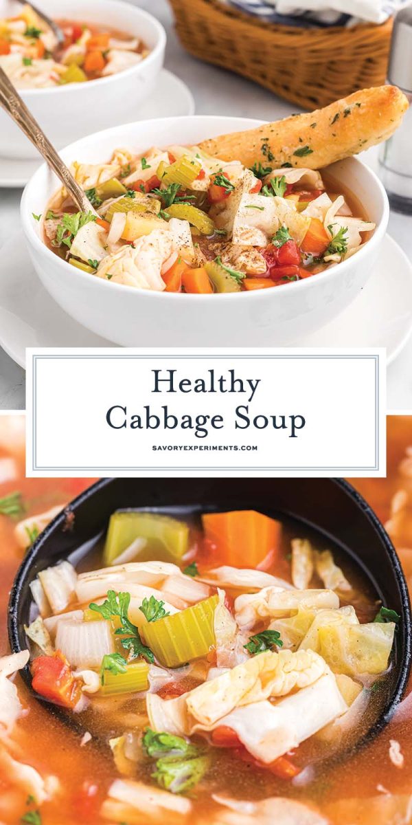 collage of healthy cabbage soup for pinterest