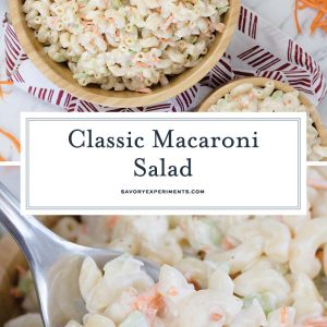collage of macaroni salad for pinterest