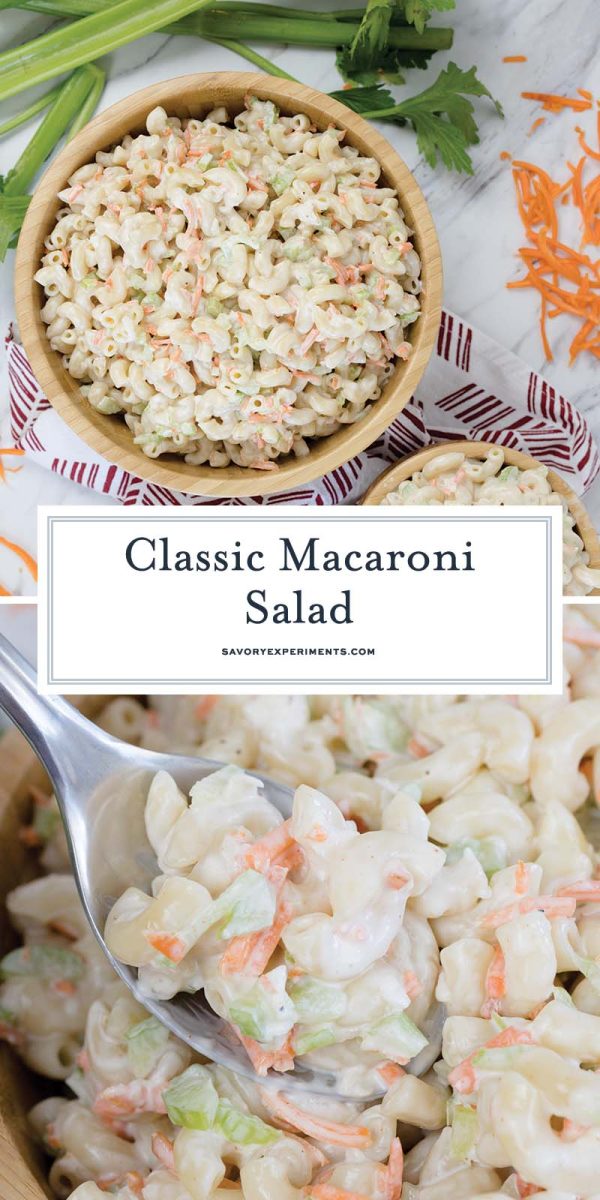 collage of macaroni salad for pinterest