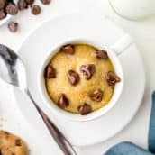 mug cookie with chocolate chips and cookies