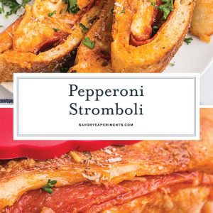 collage of stromboli for pinterest