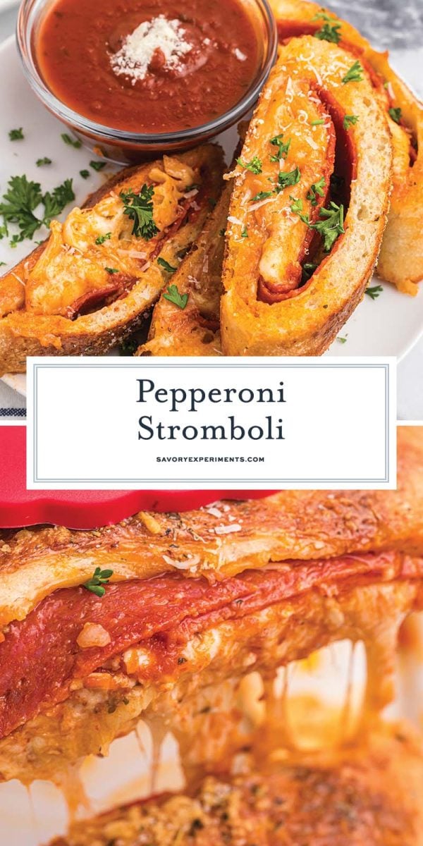 collage of stromboli for pinterest