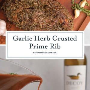 two images of a prime rib recipe