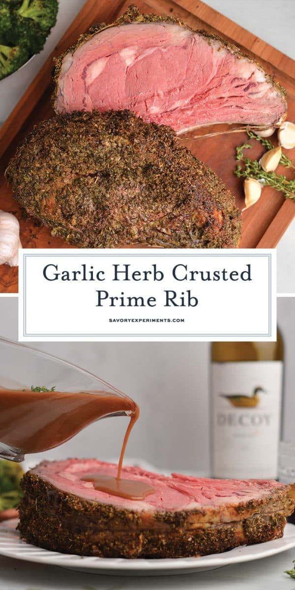 two images of a prime rib recipe