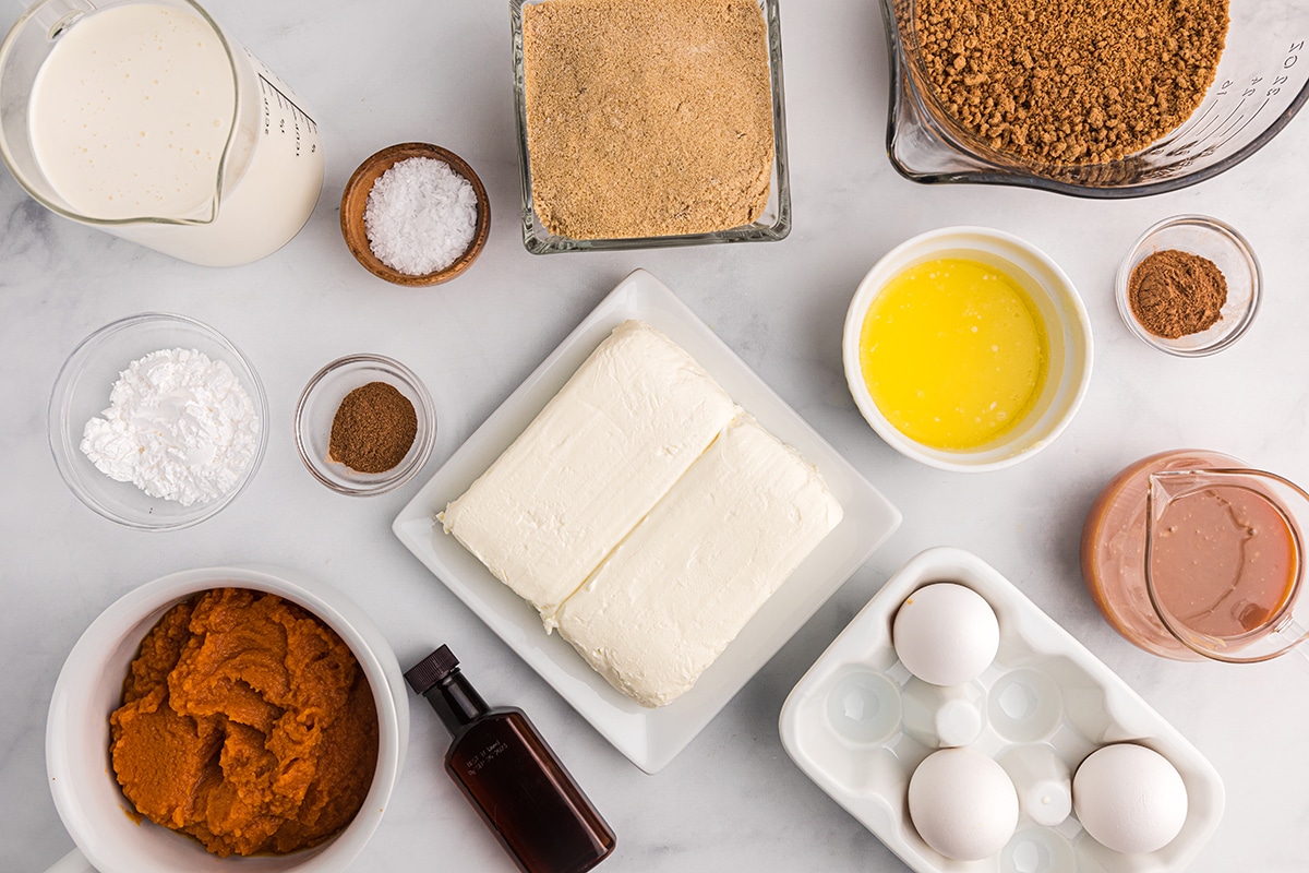 ingredients to make pumpkin cheesecake