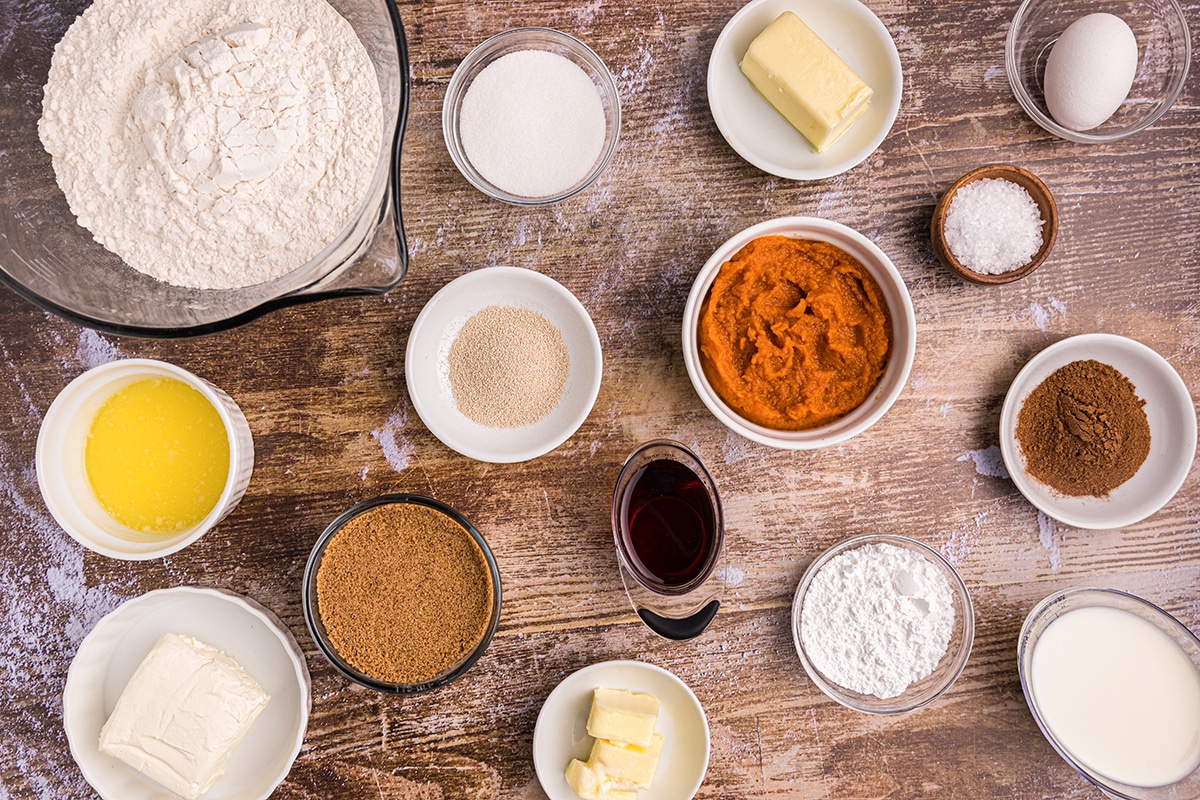 ingredients for pumpkin cinnamon rolls