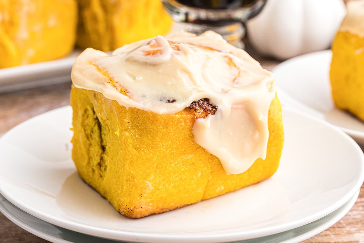 side view of a frosted breakfast roll