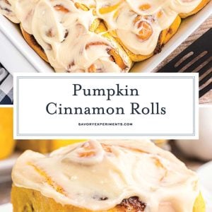 pumpkin cinnamon roll recipe collage for pinterest