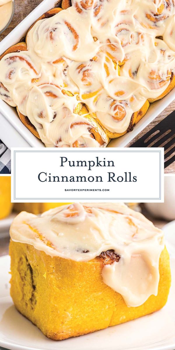 pumpkin cinnamon roll recipe collage for pinterest