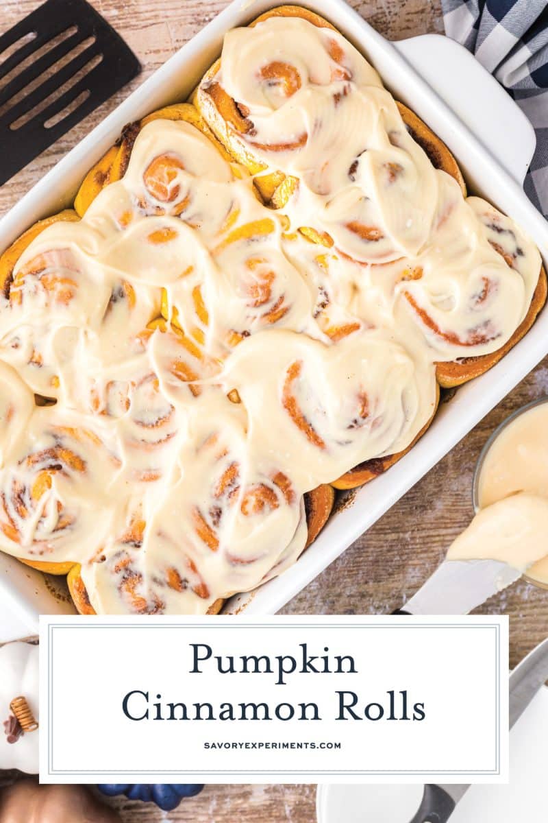 pumpkin cinnamon rolls with maple cream cheese frosting for pinterest