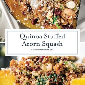 collage of stuffed acorn squash for pinterest
