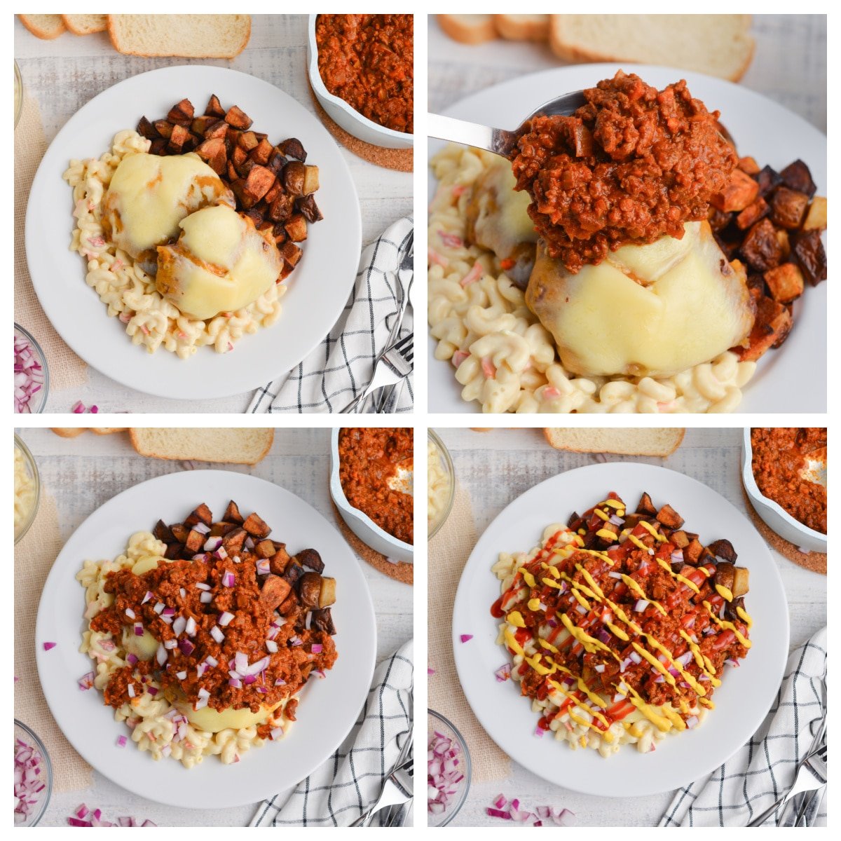 step by step images of how to make a garbage plate