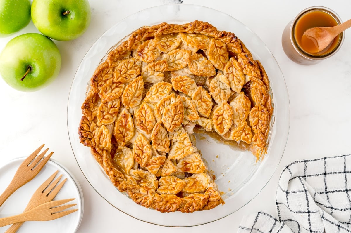 overhead shot of slice taken out of pie