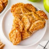 overhead shot of slice of apple pie