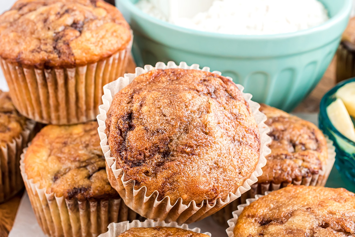 pile of banana nutella muffins