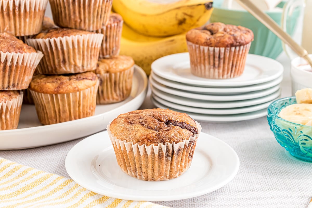 banana nutella muffin on a plate