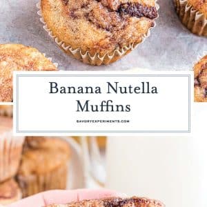 collage of banana nutella muffins for pinterest