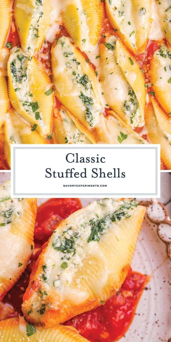 ricotta stuffed shells pin for pinterest