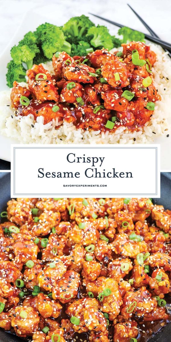 collage of sesame chicken for pinterest