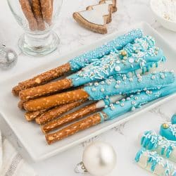 pile of chocolate covered pretzels on a plate