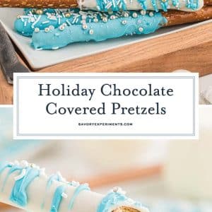 collage of chocolate covered pretzel rods for pinterest