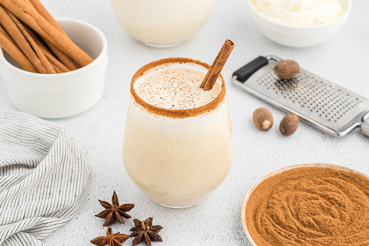 eggnog with a cinnamon rim