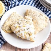 three scones on a plate