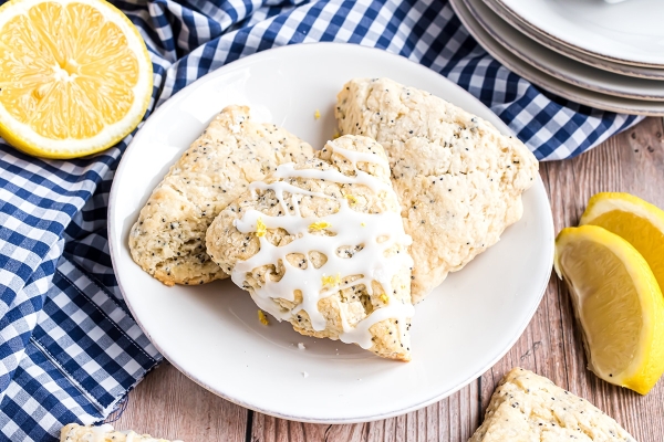 three scones on a plate