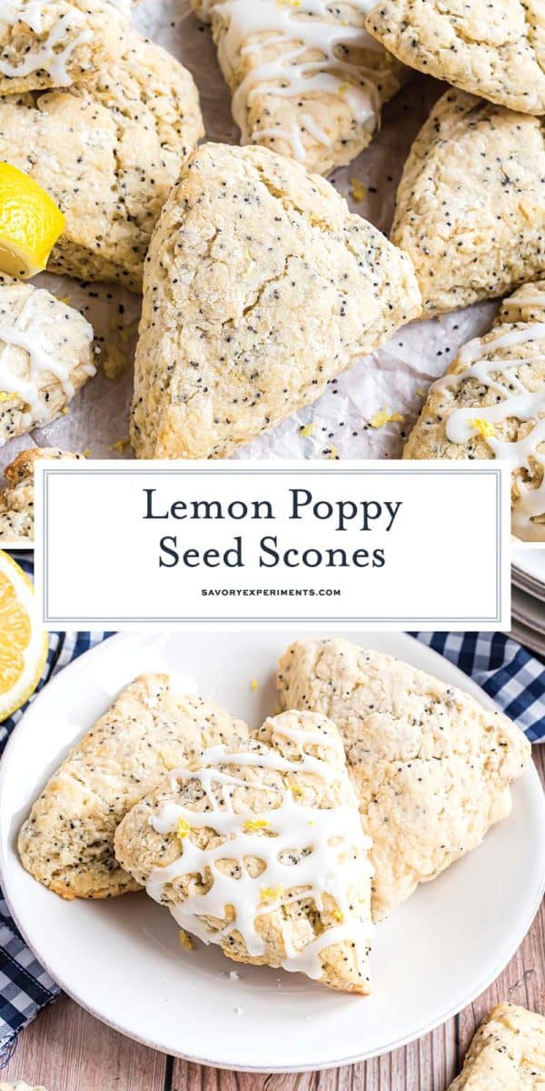 collage of lemon poppy seed scones for pinterest