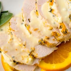 turkey breast covered in orange sherry sauce