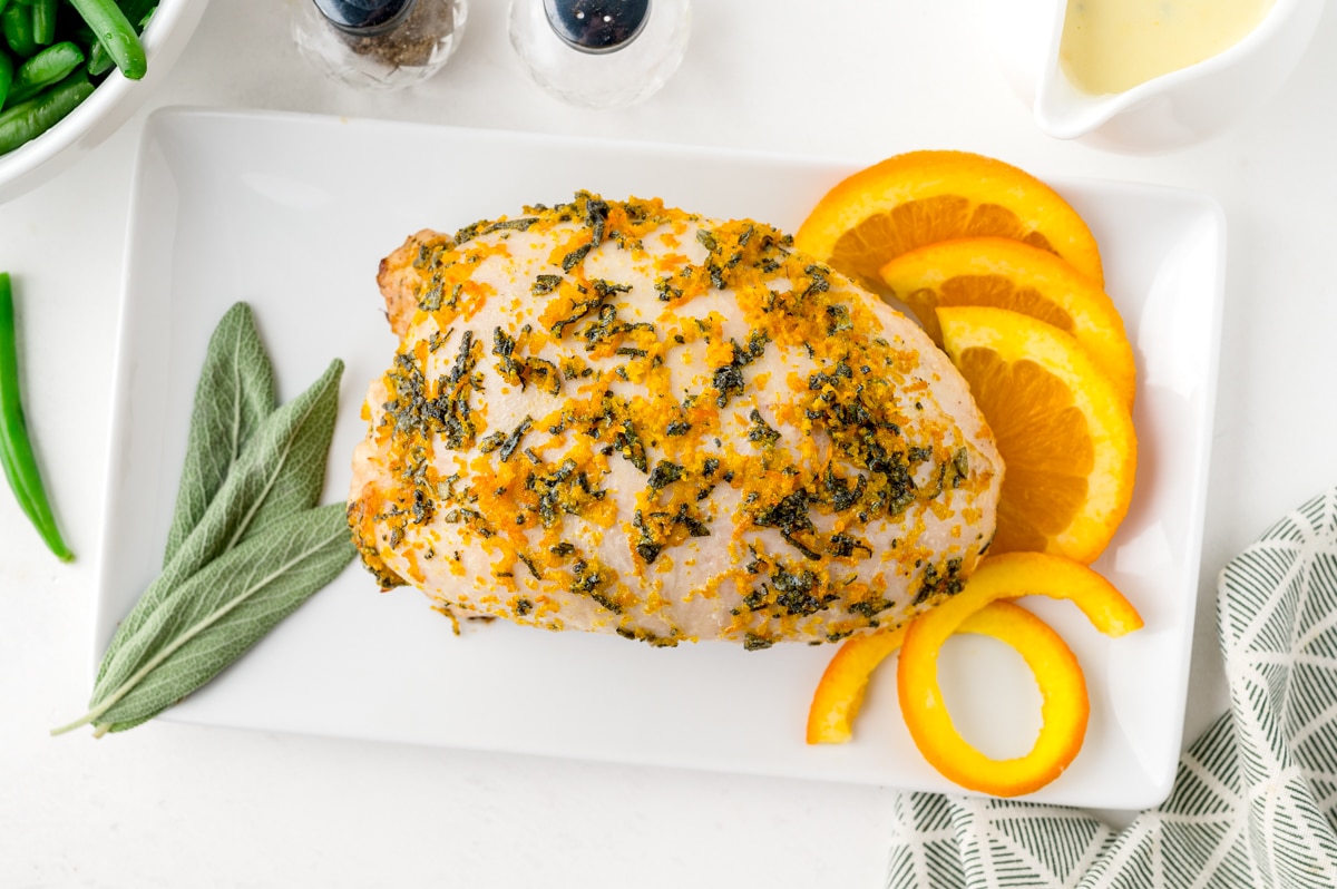 orange sage turkey breast on a plate