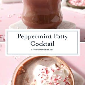 collage of peppermint patty cocktail for pinterest