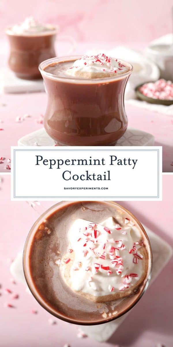 collage of peppermint patty cocktail for pinterest