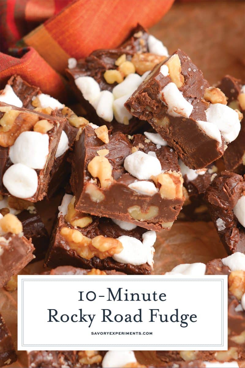 rocky road fudge with text overlay