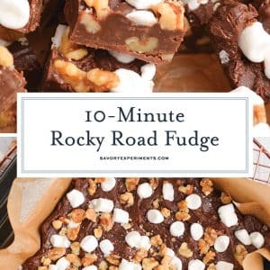 rocky road fudge recipe collage